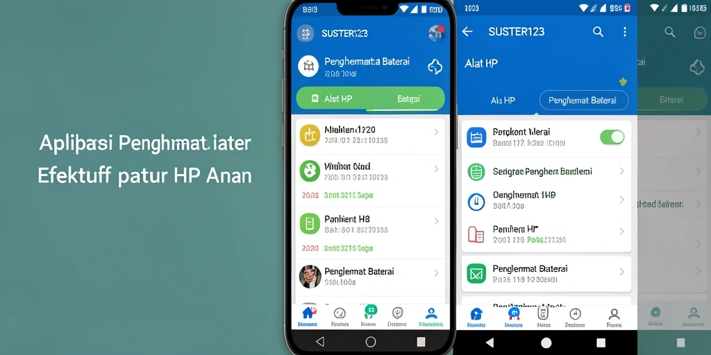 Antarmuka SUSTER123 menampilkan fitur penghemat baterai yang intuitif.