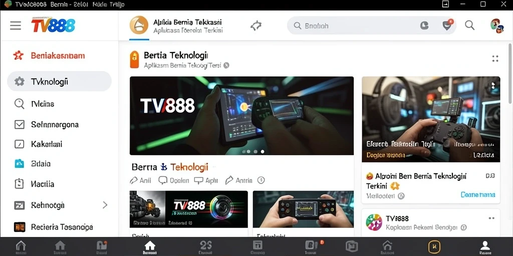 Tampilan antarmuka aplikasi TV888 yang intuitif dan menarik.