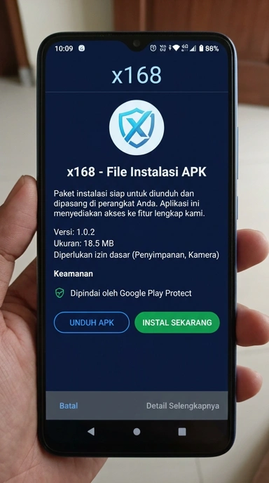 Tampilan halaman APK x168