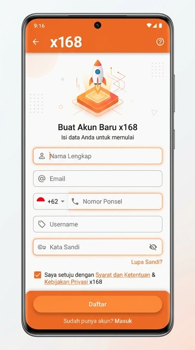 Tampilan halaman daftar x168